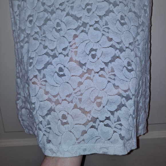 Women’s white lace short sleeve blouse shirt sheer floral top elegant party sexy - Picture 7 of 7